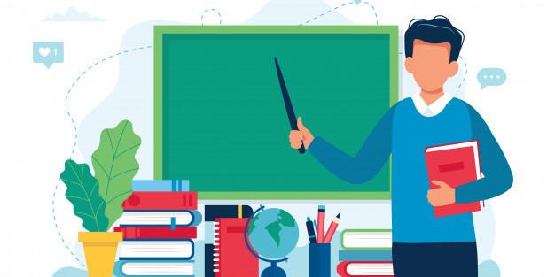 online-learning-concept-teacher-with-books-and-chalkboard-video-lesson_113065-551
