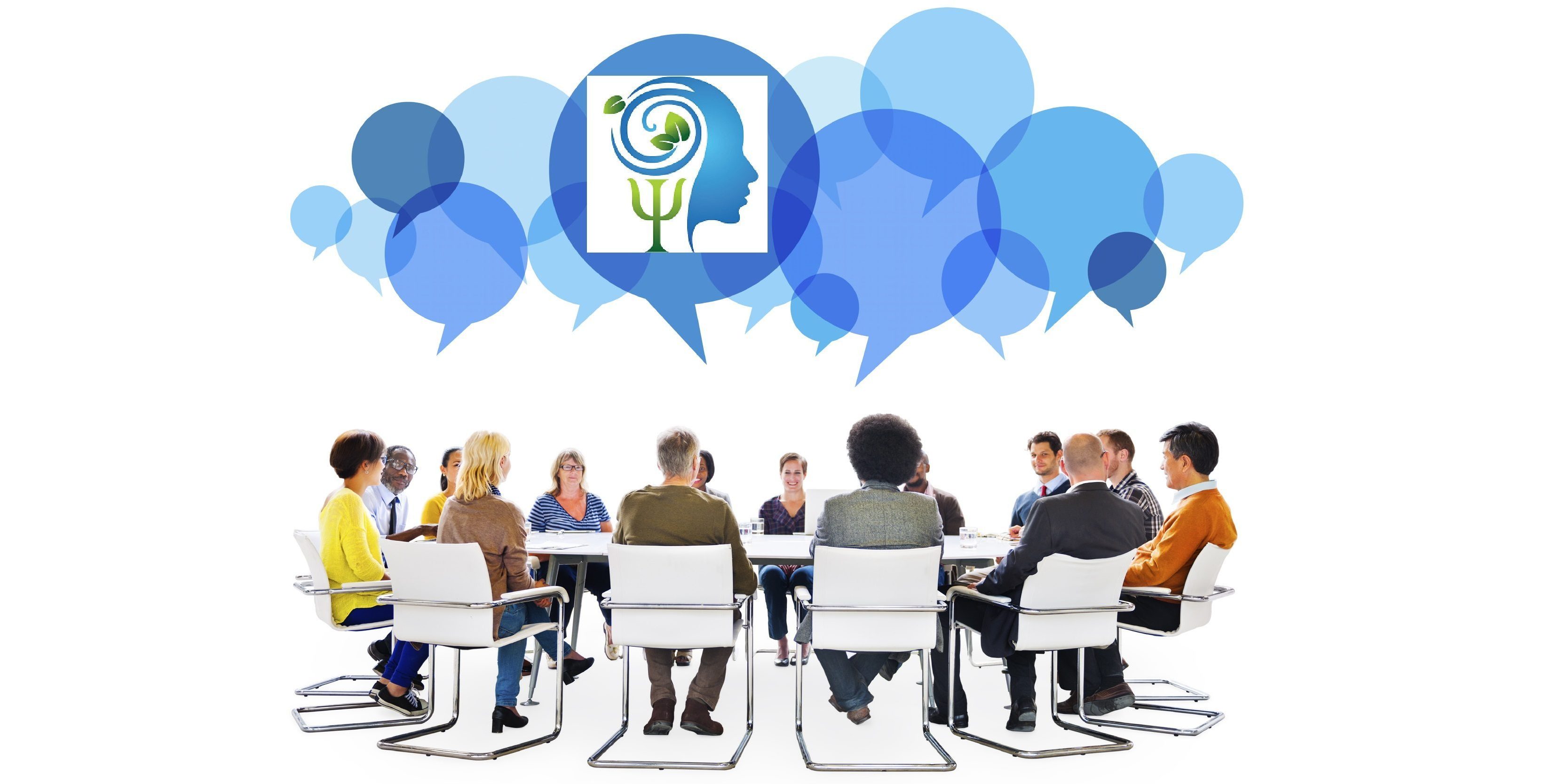 Diverse People in Meeting With Speech Bubbles